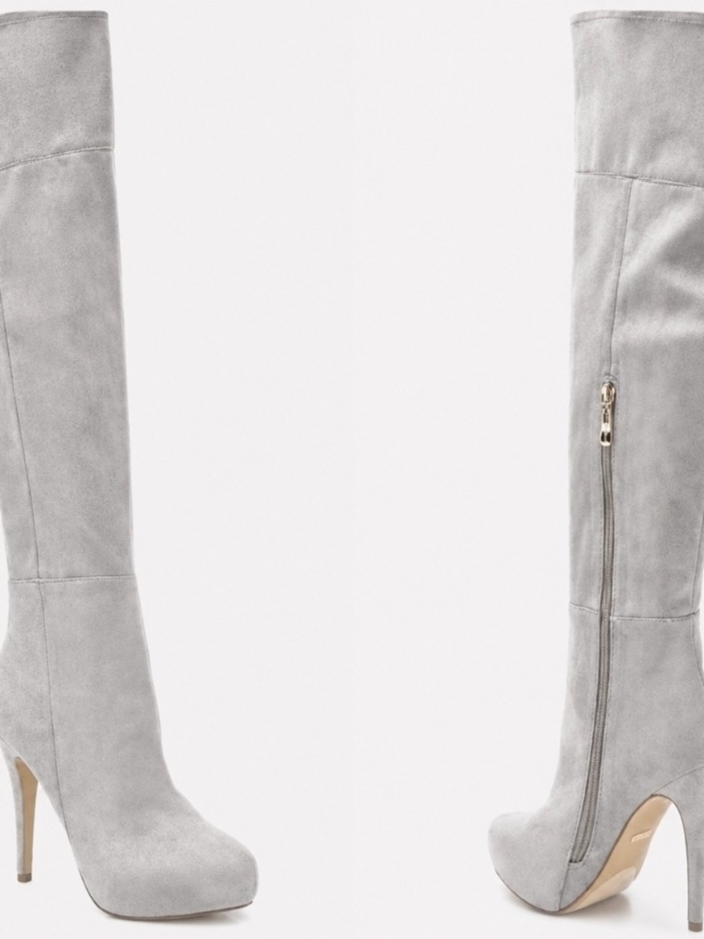 Bebe Grey Over The Knee-High Heeled Boots